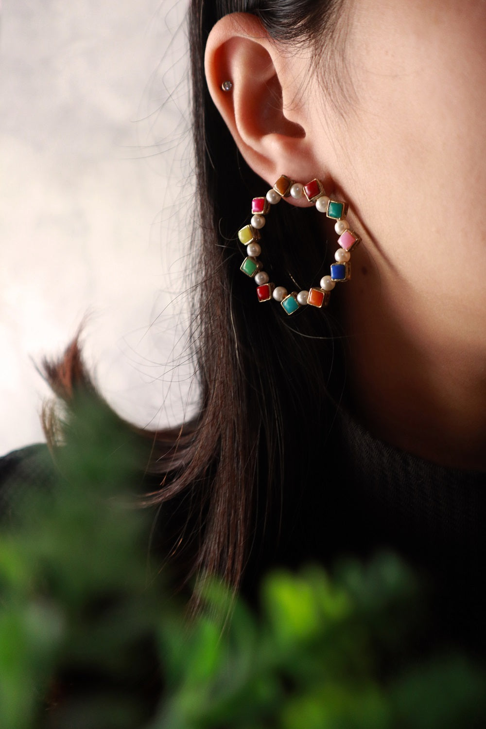 Amazon.com: Hoop Earrings for Women Rainbow Rhinestone Pave Hoop Earrings  Statement Multi CZ Earrings hoop (color): Clothing, Shoes & Jewelry